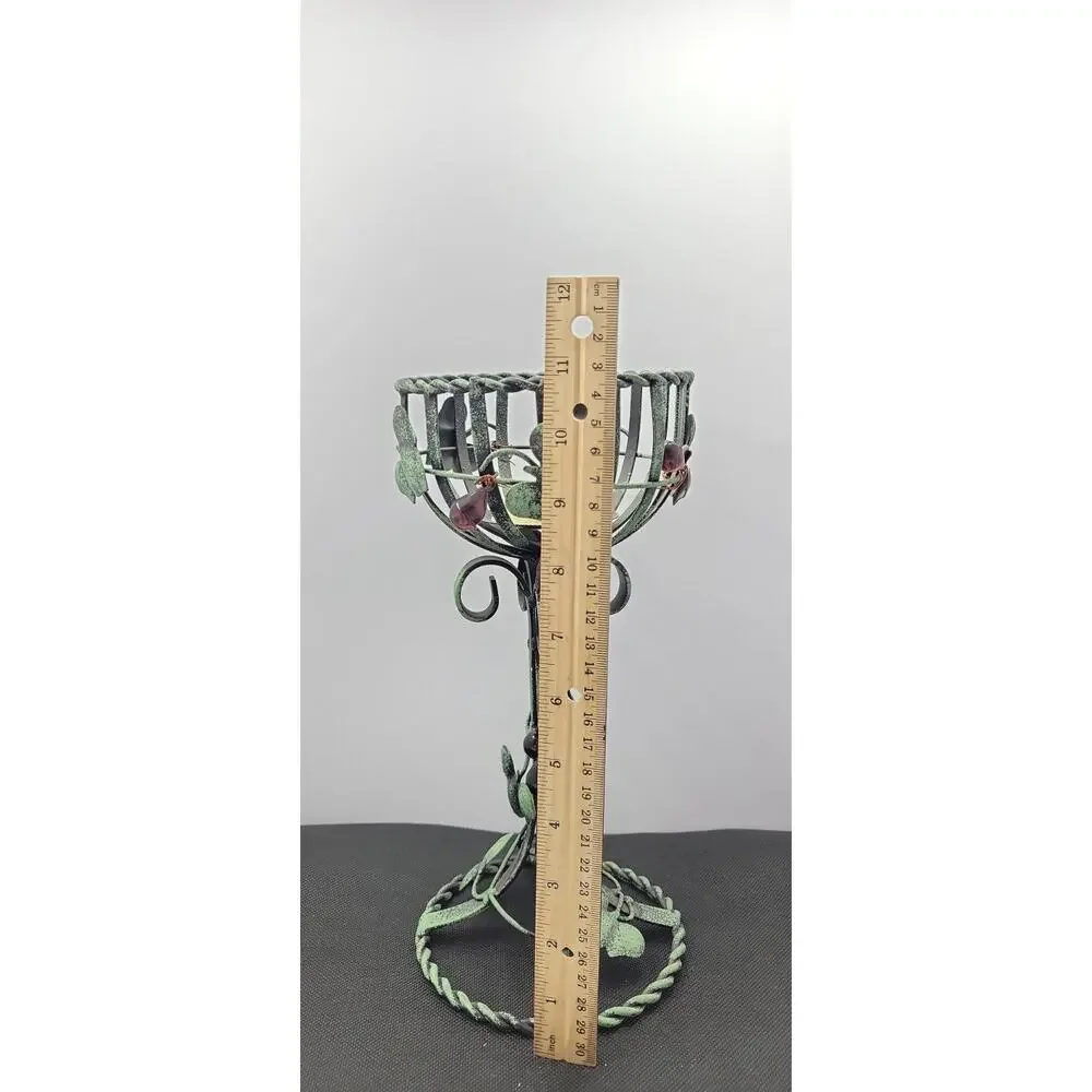 Vintage Style Grapevine Iron Tea Light Candle Holder Verdigris Tuscan Decor